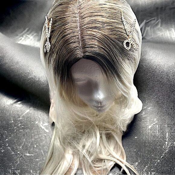 Set l Rhinestone on Golden Barrette, Hair Clips l Scissor Decor l 2 1/4” l New - Picture 3 of 9